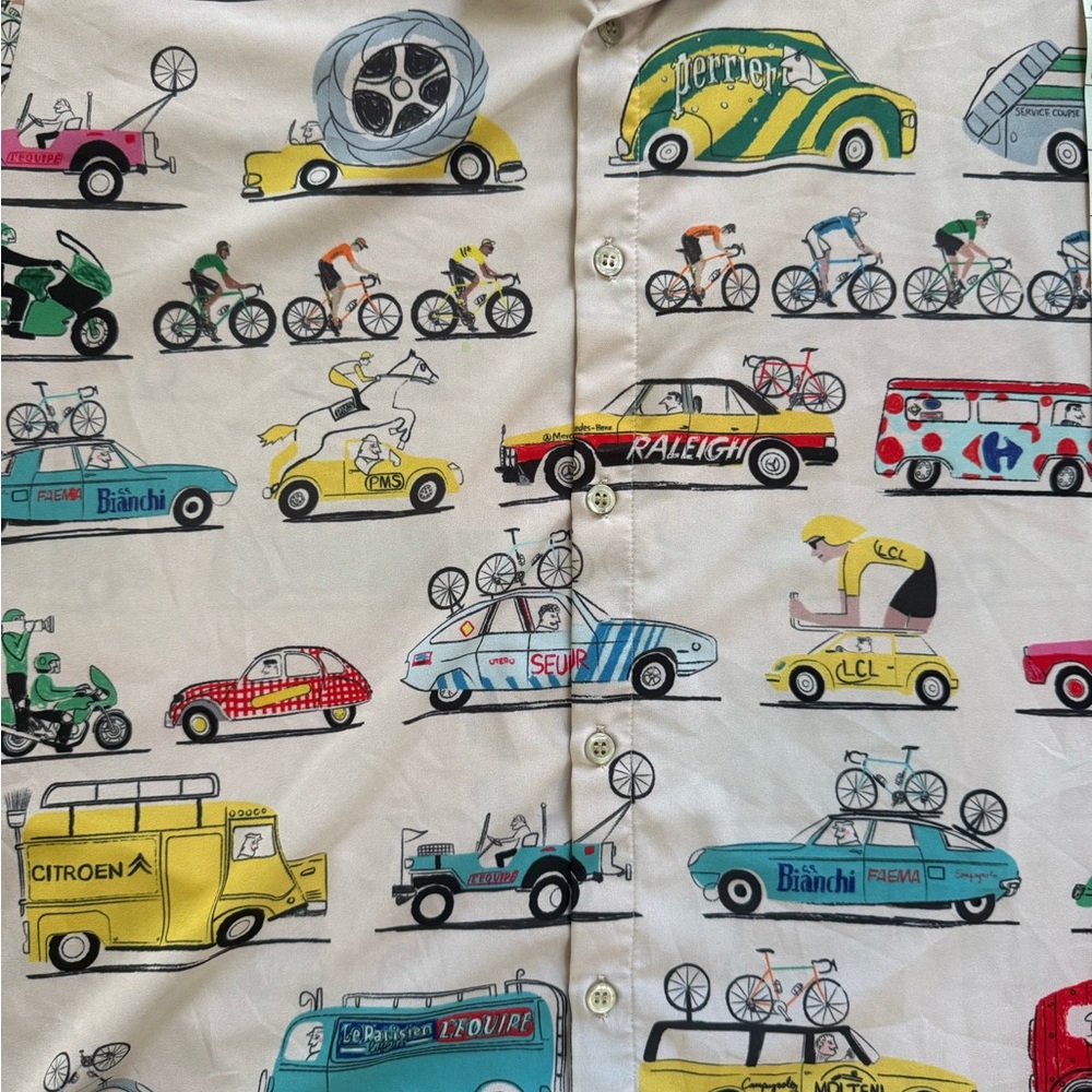 Men's Vintage Car Print Casual Shirt - Multicolor - Picture 3 of 6
